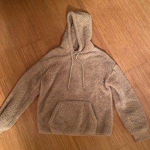Fuzzy beige sherpa hoodie
